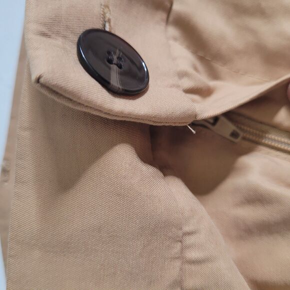 NEW Zara Large pants tall wide leg button zip pockets dress trousers khaki brown - Picture 8 of 12